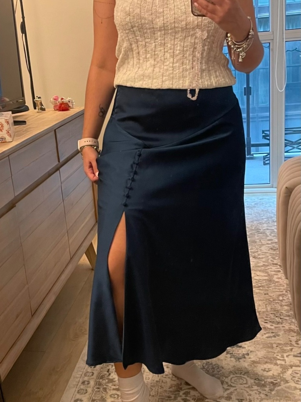 Banana Republic midi satin skirt